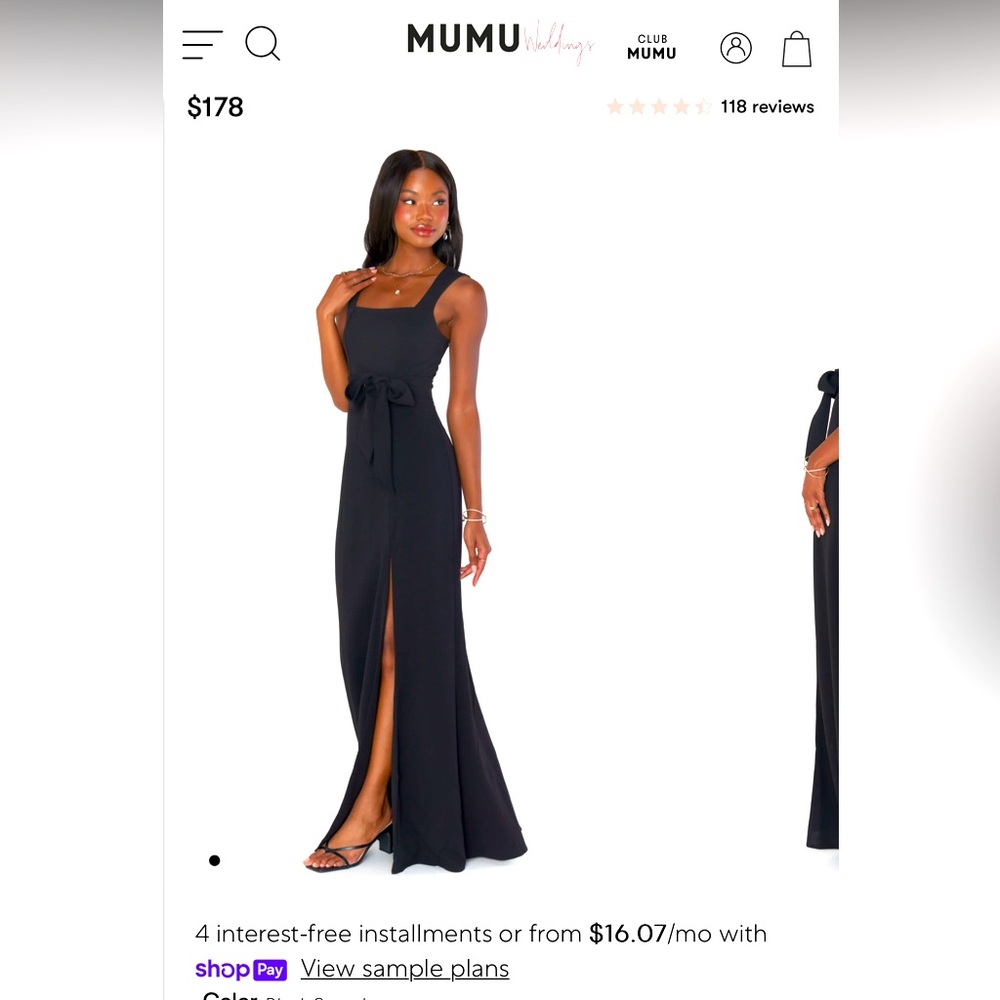 MUMU Paris Gown/ Black/ Excellent condition (only worn one time)/no alterations
